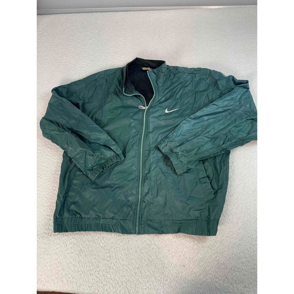 Nike Vintage Men Swoosh Mesh Lined Full Zip Long Sleeve Green Track Jacket Large
